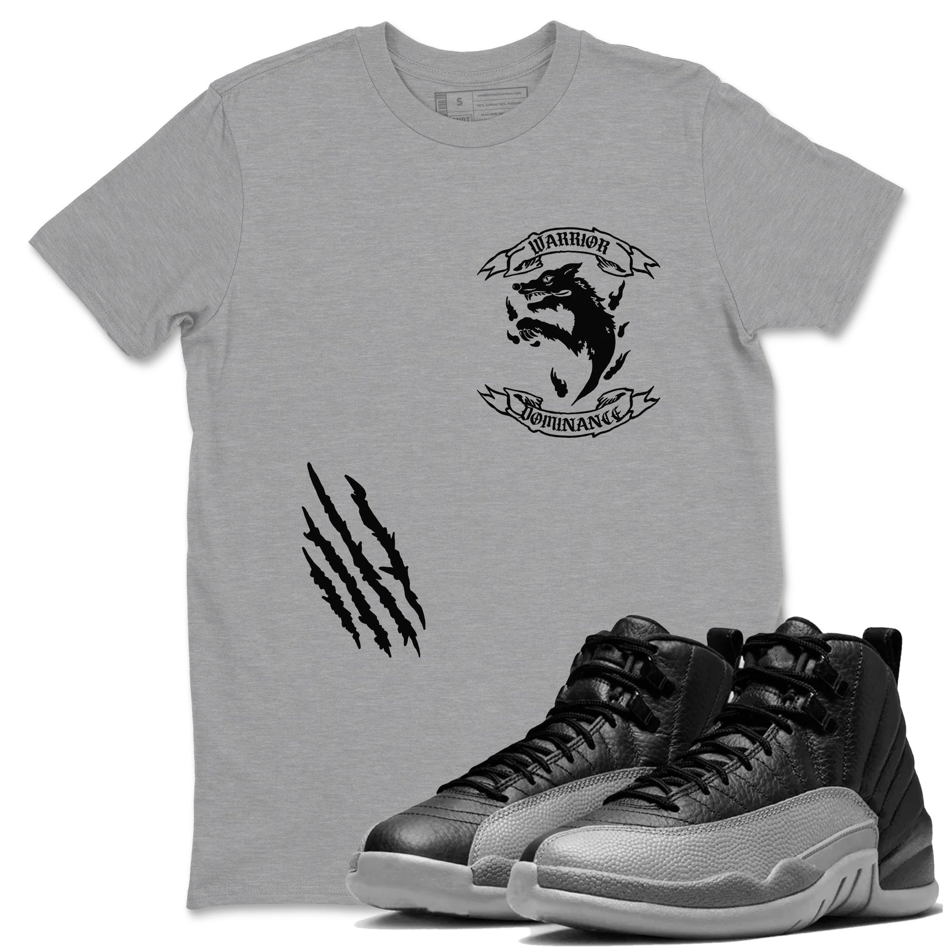 12s Black Wolf Grey shirts to match jordans Dominant Wolf sneaker match tees 12s Baron SNRT Sneaker Release Tees unisex cotton Heather Grey 1 crew neck shirts