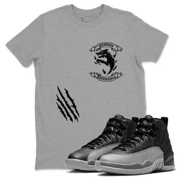 12s Black Wolf Grey shirts to match jordans Dominant Wolf sneaker match tees 12s Baron SNRT Sneaker Release Tees unisex cotton Heather Grey 1 crew neck shirts