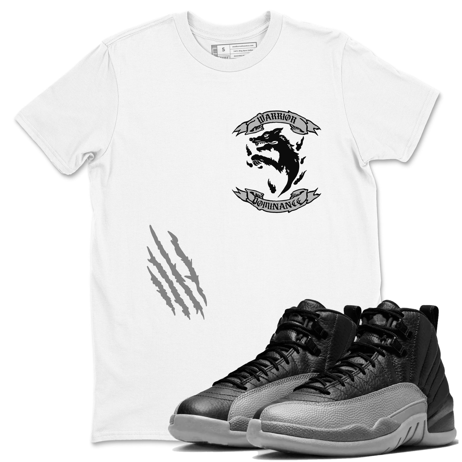 12s Black Wolf Grey shirts to match jordans Dominant Wolf sneaker match tees 12s Baron SNRT Sneaker Release Tees unisex cotton White 1 crew neck shirts