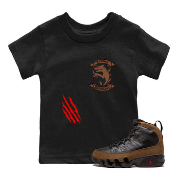 9s Olive shirts to match jordans Dominant Wolf sneaker match tees Air Jordan 9 Olive match shoes to clothes SNRT Sneaker Tees Youth Baby Black 1 tee