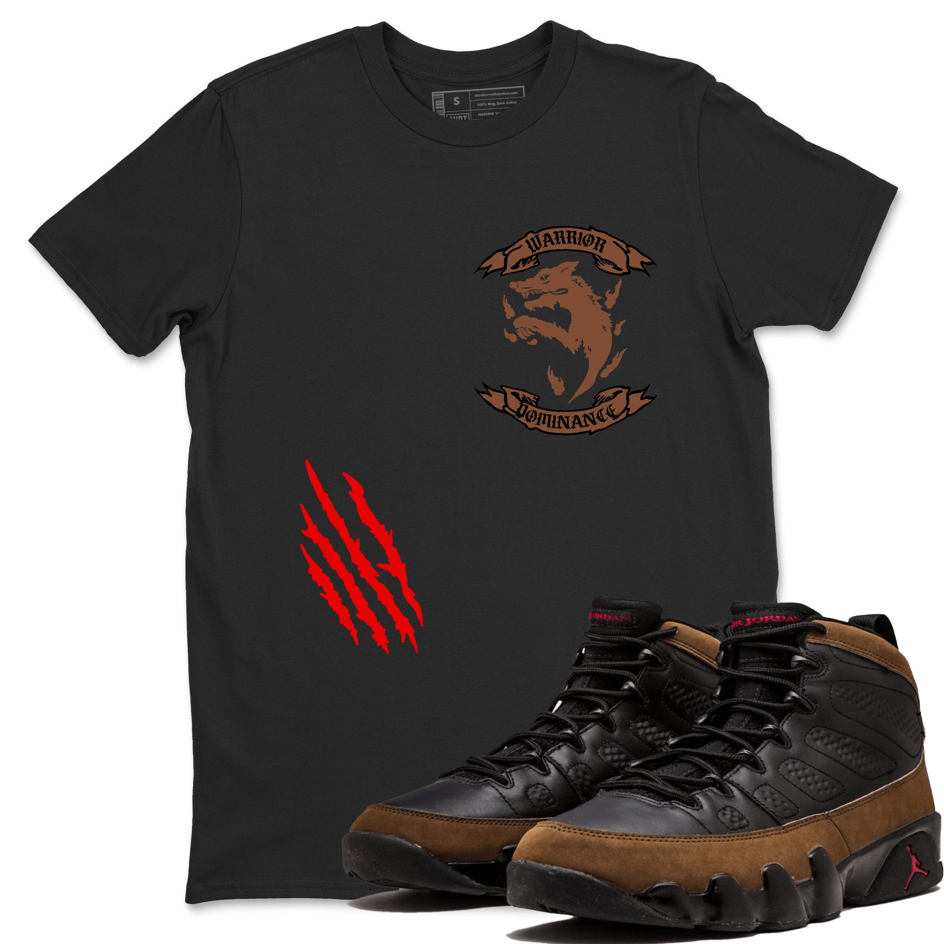 9s Olive shirts to match jordans Dominant Wolf sneaker match tees Air Jordan 9 Olive match shoes to clothes SNRT Sneaker Tees unisex cotton Black 1 shirts