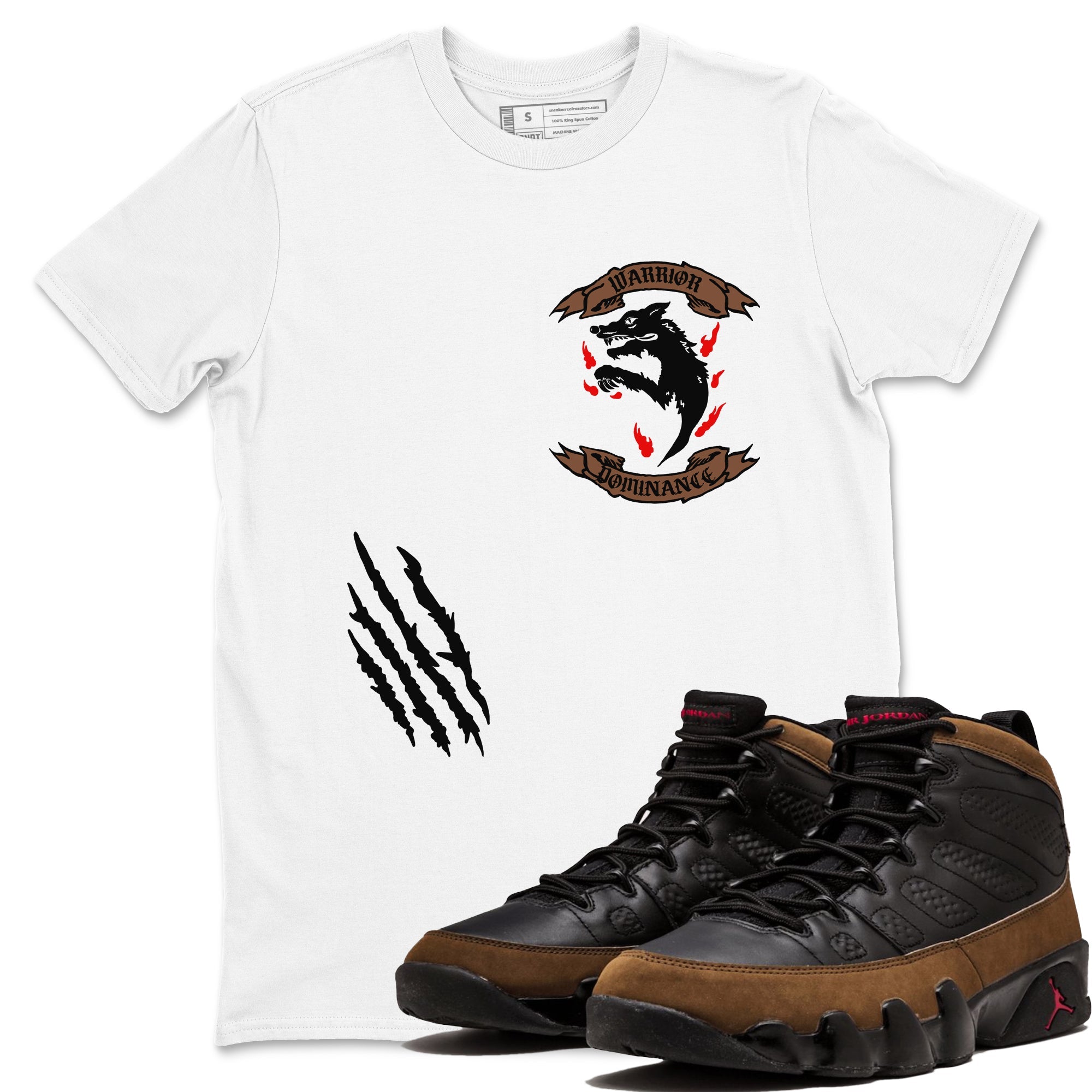 9s Olive shirts to match jordans Dominant Wolf sneaker match tees Air Jordan 9 Olive match shoes to clothes SNRT Sneaker Tees unisex cotton White 1 shirts