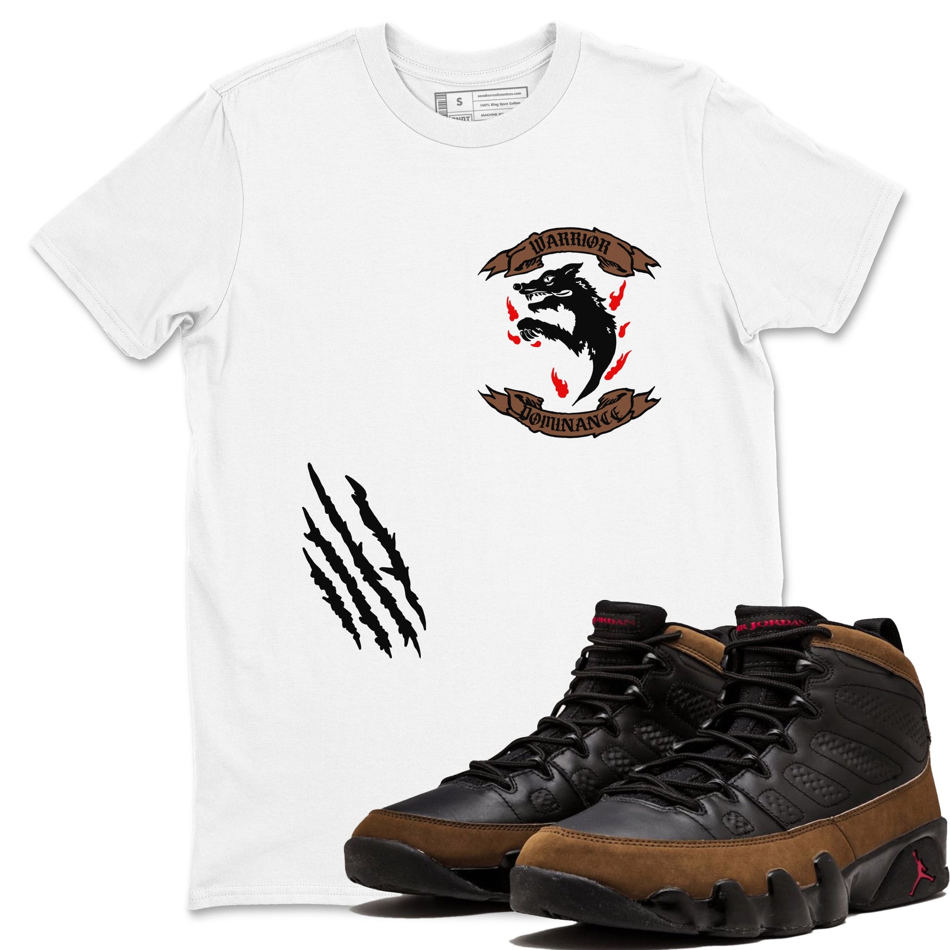 9s Olive shirts to match jordans Dominant Wolf sneaker match tees Air Jordan 9 Olive match shoes to clothes SNRT Sneaker Tees unisex cotton White 1 shirts
