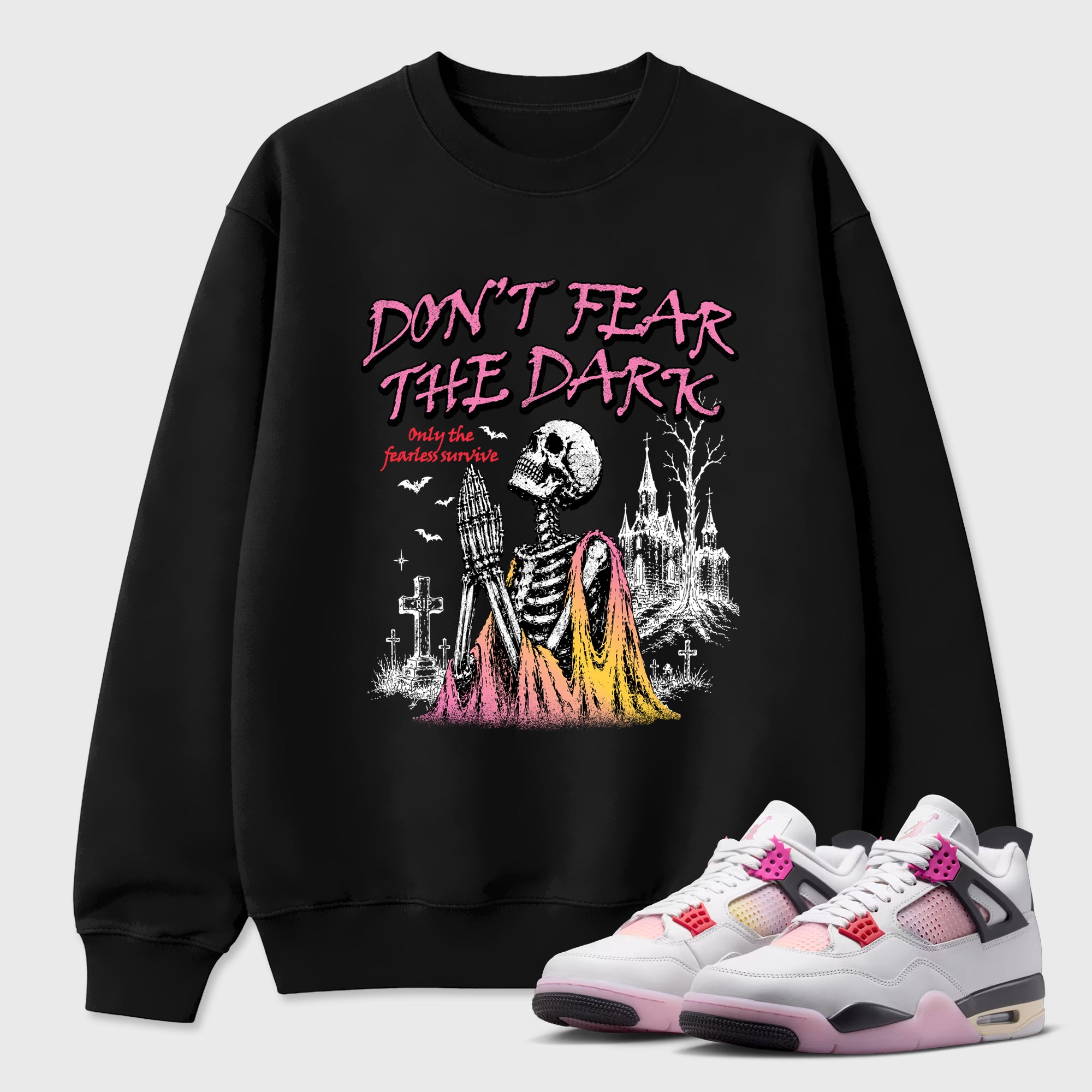 Don't Fear the Dark Graphic T-Shirt featuring original streetwear artwork designed to match the Air Jordan 4 Comic. Black 1 Graphic Tee.