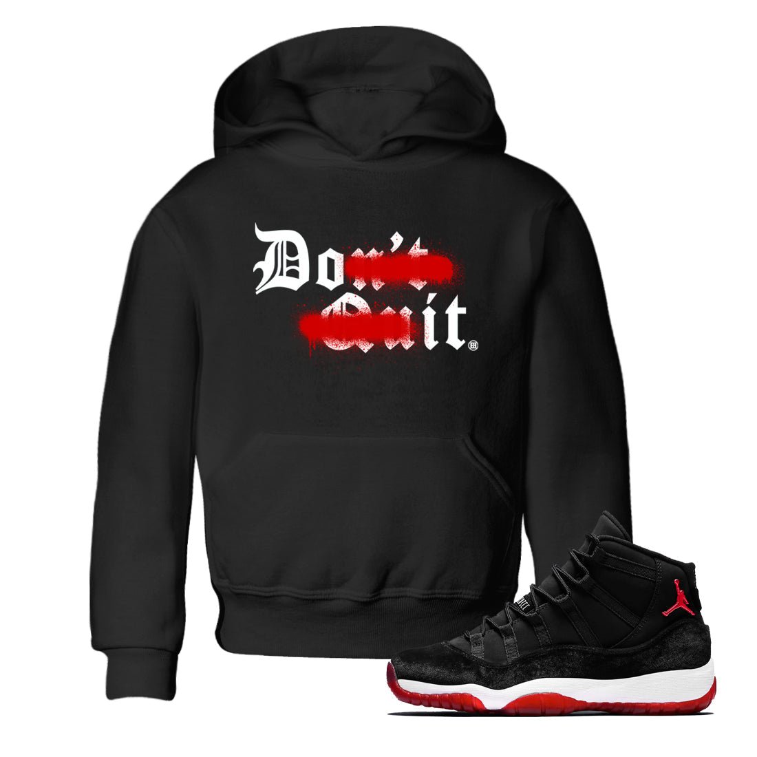 11s Bred Velvet shirts to match jordans Don't Quit Do It sneaker match tees Air Jordan 11 Retro Bred Velvet match shoes to clothes SNRT Sneaker Tees Youth Baby Black 1 tee