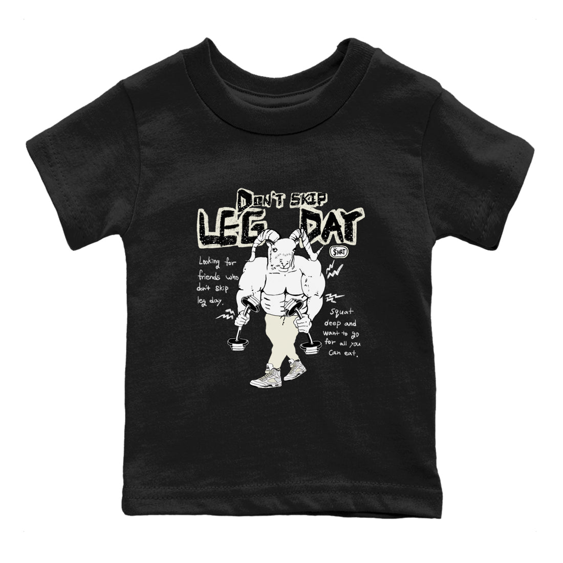 AJ5 Sail shirt to match jordans Don't Skip Leg Day sneaker tees Air Jordan 5 Sail SNRT sneaker release tees baby toddler Black 2 cotton Shirt