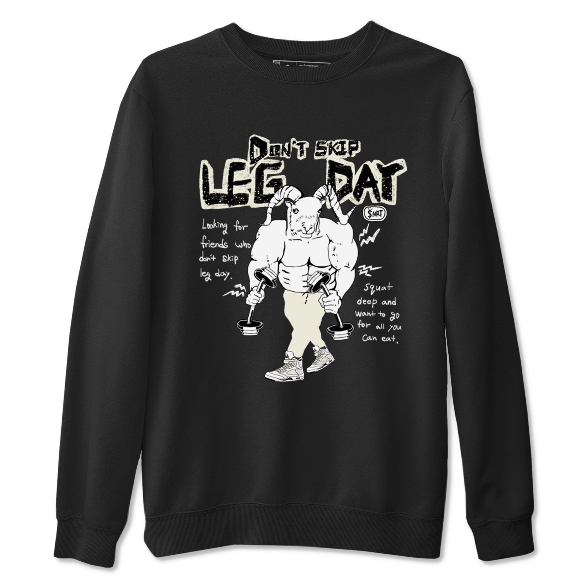 AJ5 Sail shirt to match jordans Don't Skip Leg Day sneaker tees Air Jordan 5 Sail SNRT Sneaker Release Tees unisex cotton Black 2 crew neck shirt