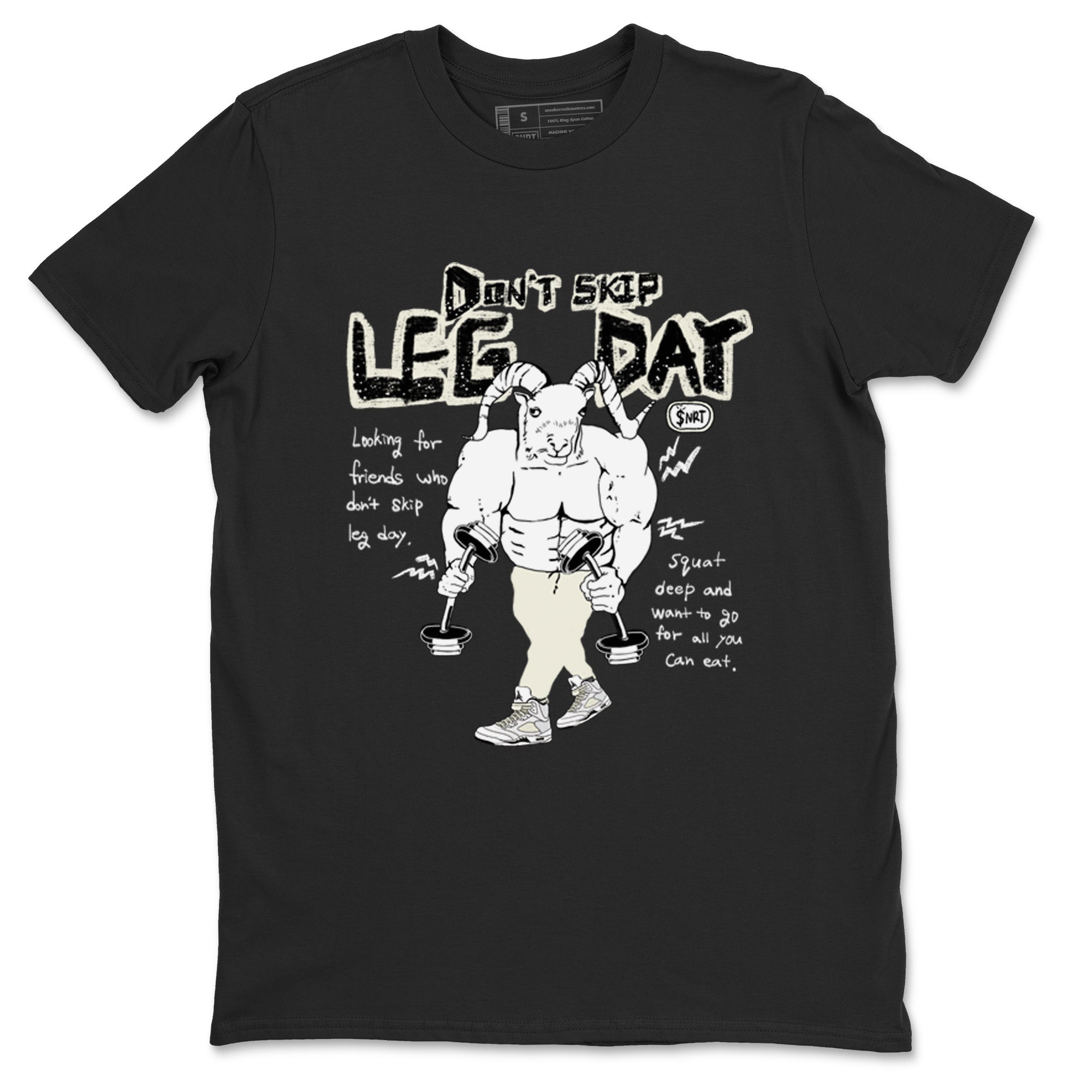 AJ5 Sail shirt to match jordans Don't Skip Leg Day sneaker tees Air Jordan 5 Sail SNRT Sneaker Release Tees unisex cotton Black 2 crew neck shirt