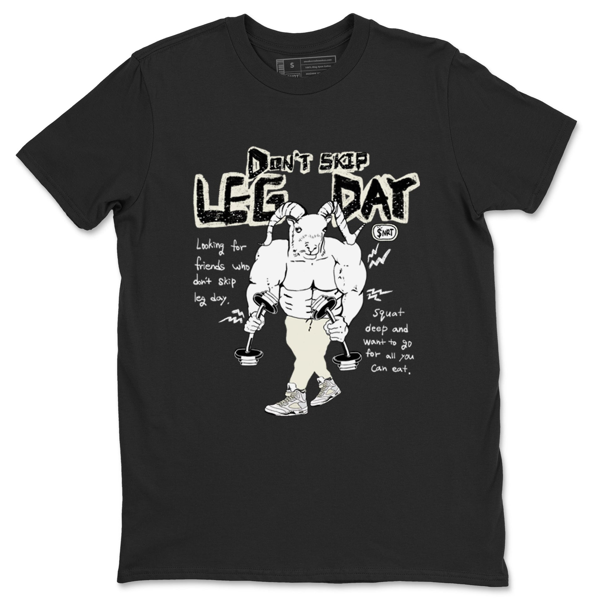 AJ5 Sail shirt to match jordans Don't Skip Leg Day sneaker tees Air Jordan 5 Sail SNRT Sneaker Release Tees unisex cotton Black 2 crew neck shirt