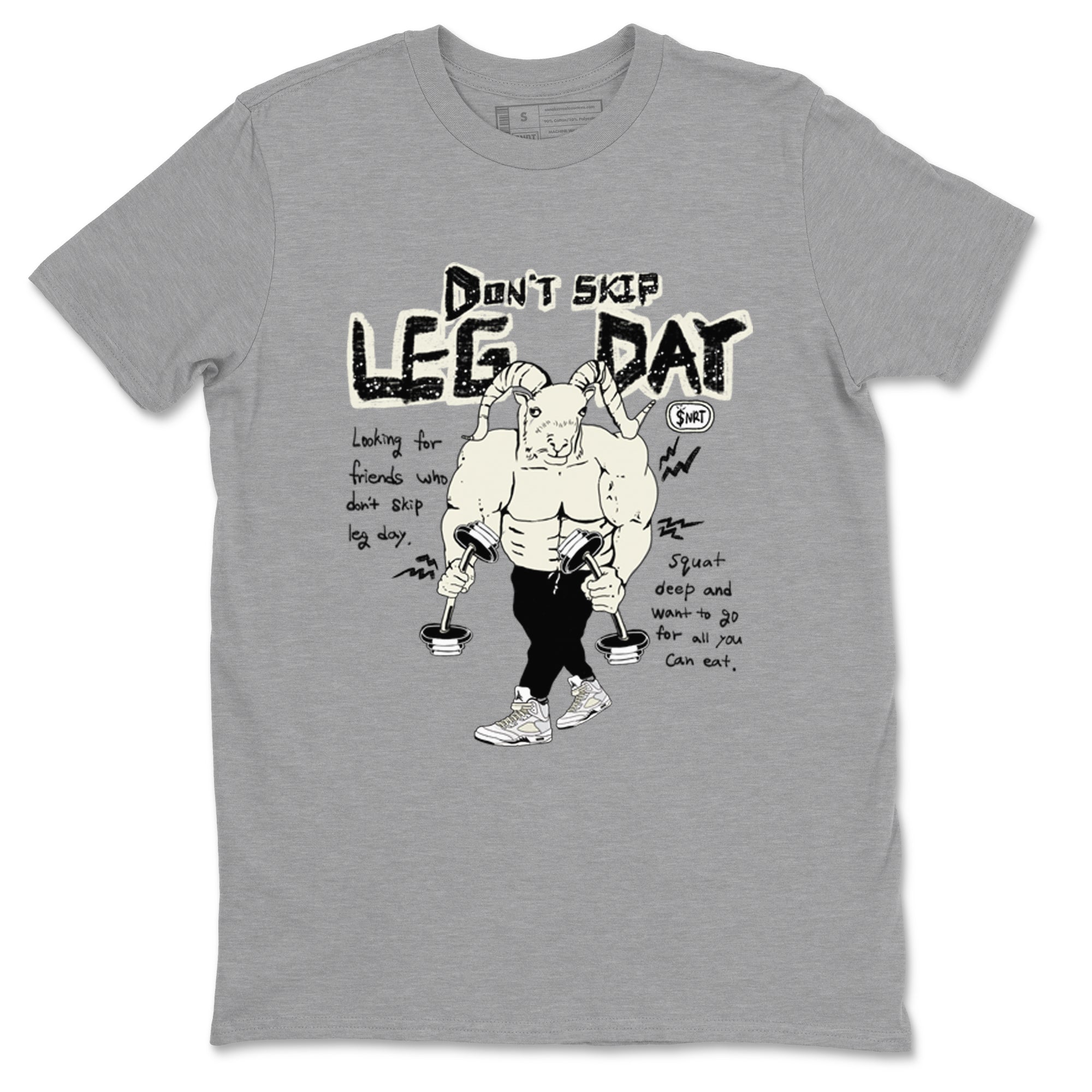 AJ5 Sail shirt to match jordans Don't Skip Leg Day sneaker tees Air Jordan 5 Sail SNRT Sneaker Release Tees unisex cotton Heather Grey 2 crew neck shirt