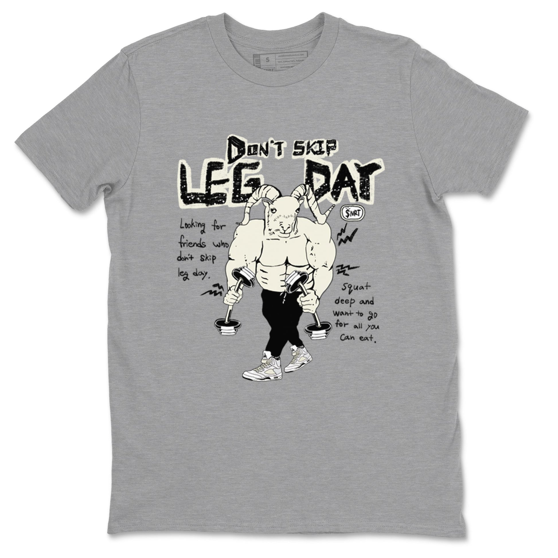 AJ5 Sail shirt to match jordans Don't Skip Leg Day sneaker tees Air Jordan 5 Sail SNRT Sneaker Release Tees unisex cotton Heather Grey 2 crew neck shirt