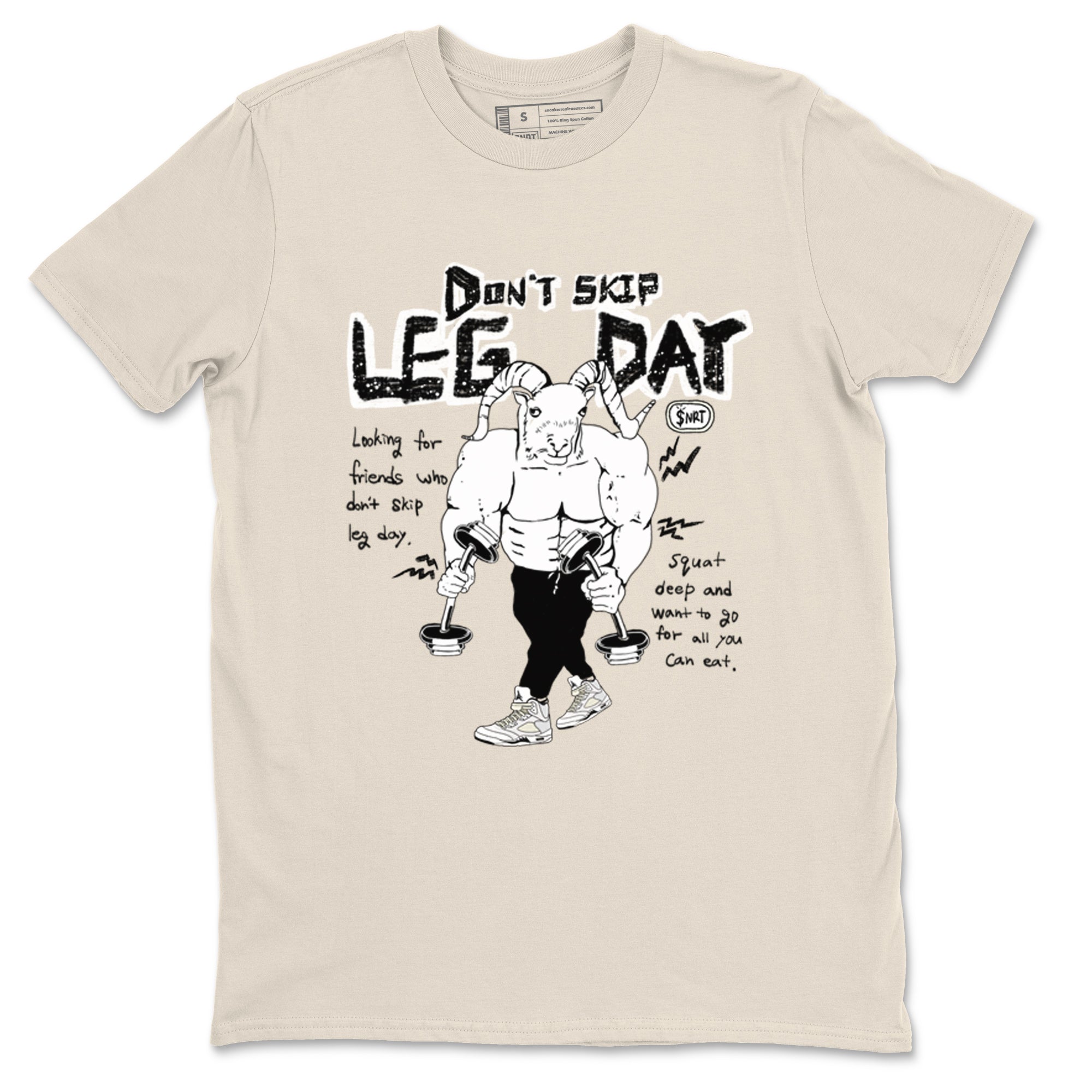 AJ5 Sail shirt to match jordans Don't Skip Leg Day sneaker tees Air Jordan 5 Sail SNRT Sneaker Release Tees unisex cotton Natural 2 crew neck shirt