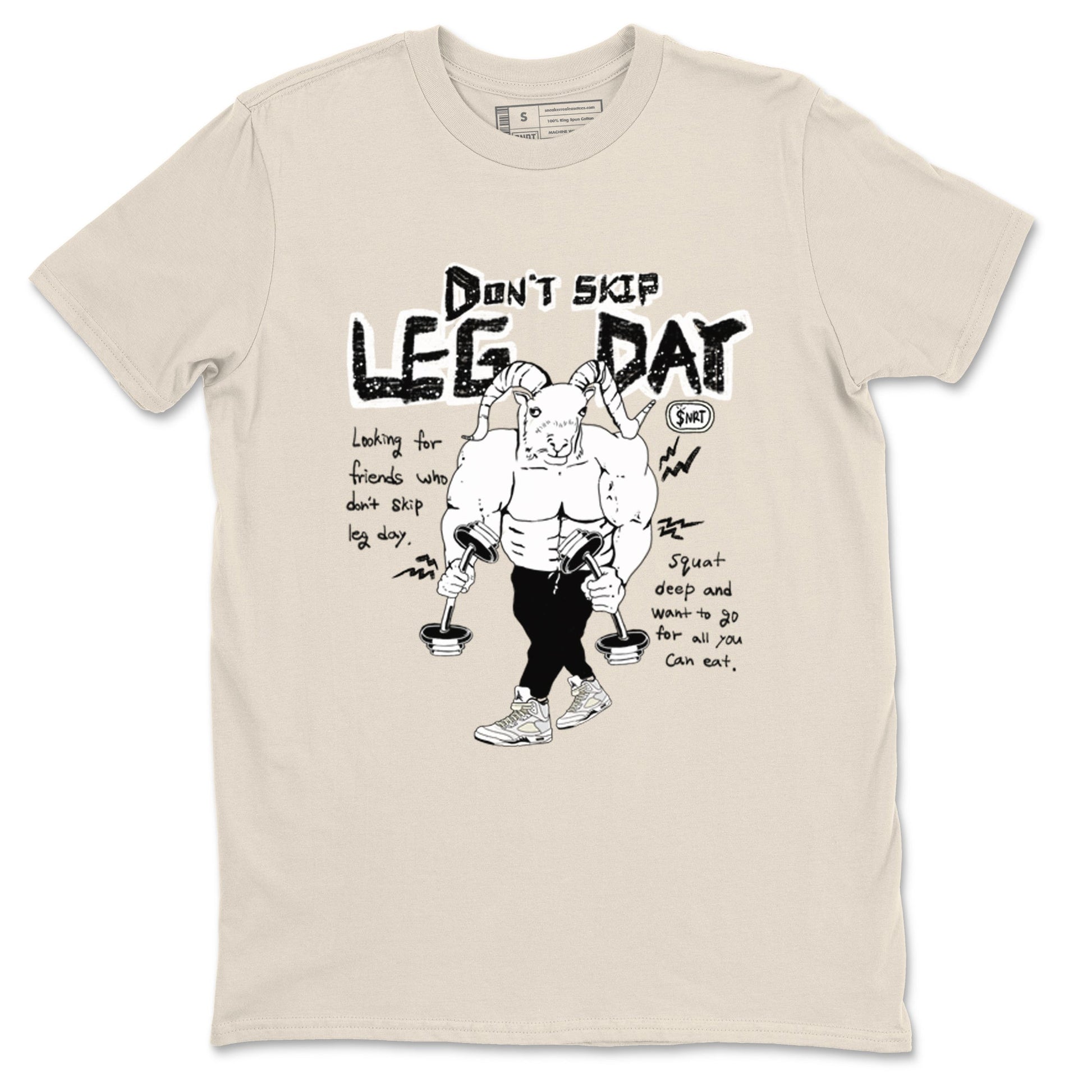 AJ5 Sail shirt to match jordans Don't Skip Leg Day sneaker tees Air Jordan 5 Sail SNRT Sneaker Release Tees unisex cotton Natural 2 crew neck shirt