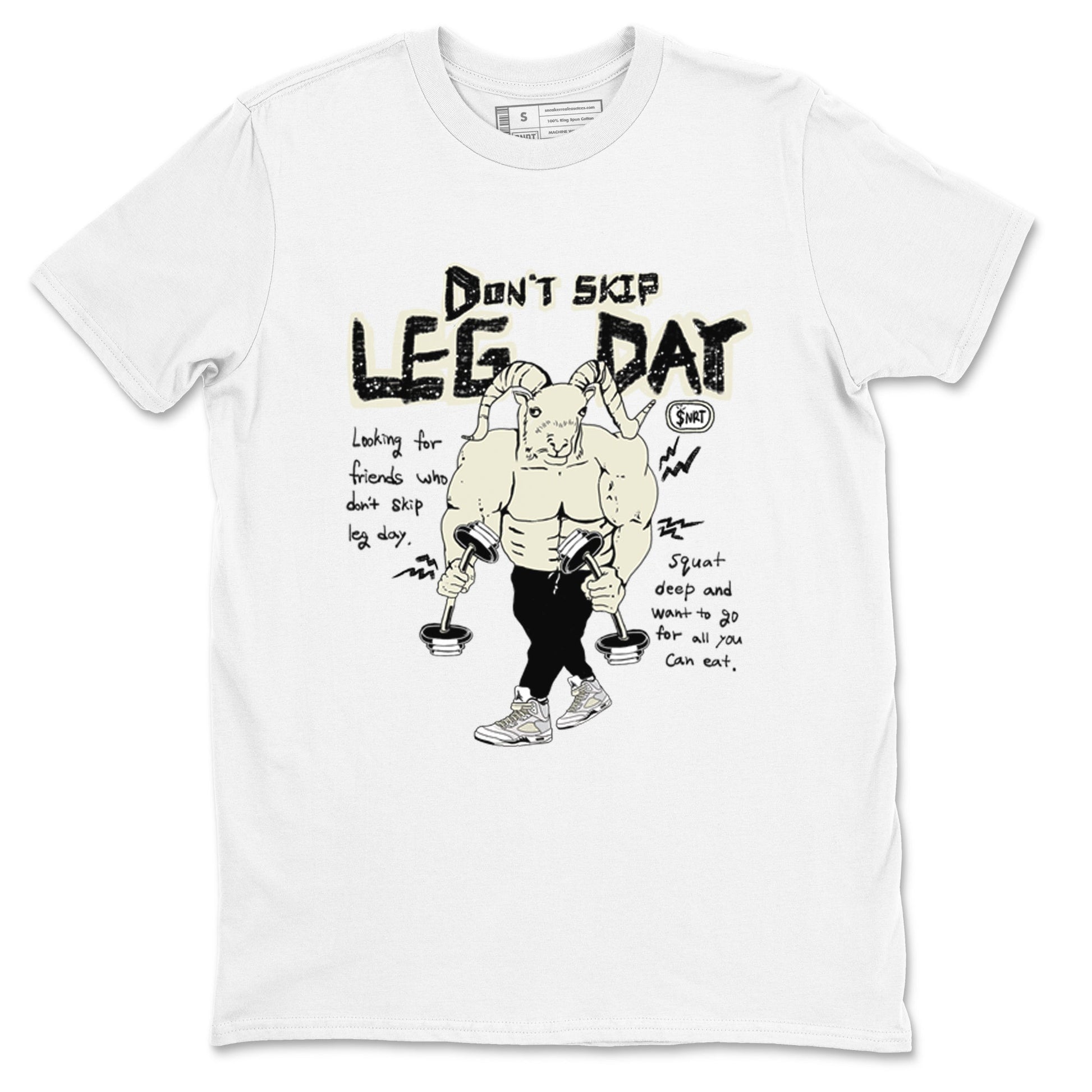 AJ5 Sail shirt to match jordans Don't Skip Leg Day sneaker tees Air Jordan 5 Sail SNRT Sneaker Release Tees unisex cotton White 2 crew neck shirt