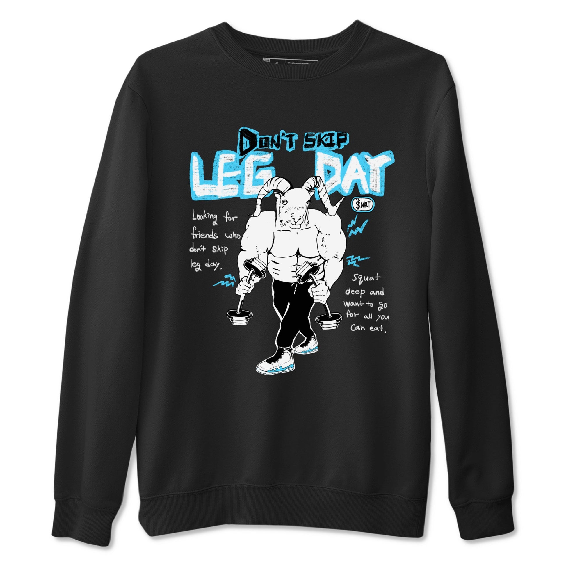 9s Powder Blue shirt to match jordans Don't Skip Leg Day sneaker tees Air Jordan 9 Powder Blue SNRT Sneaker Release Tees unisex cotton Black 2 crew neck shirt