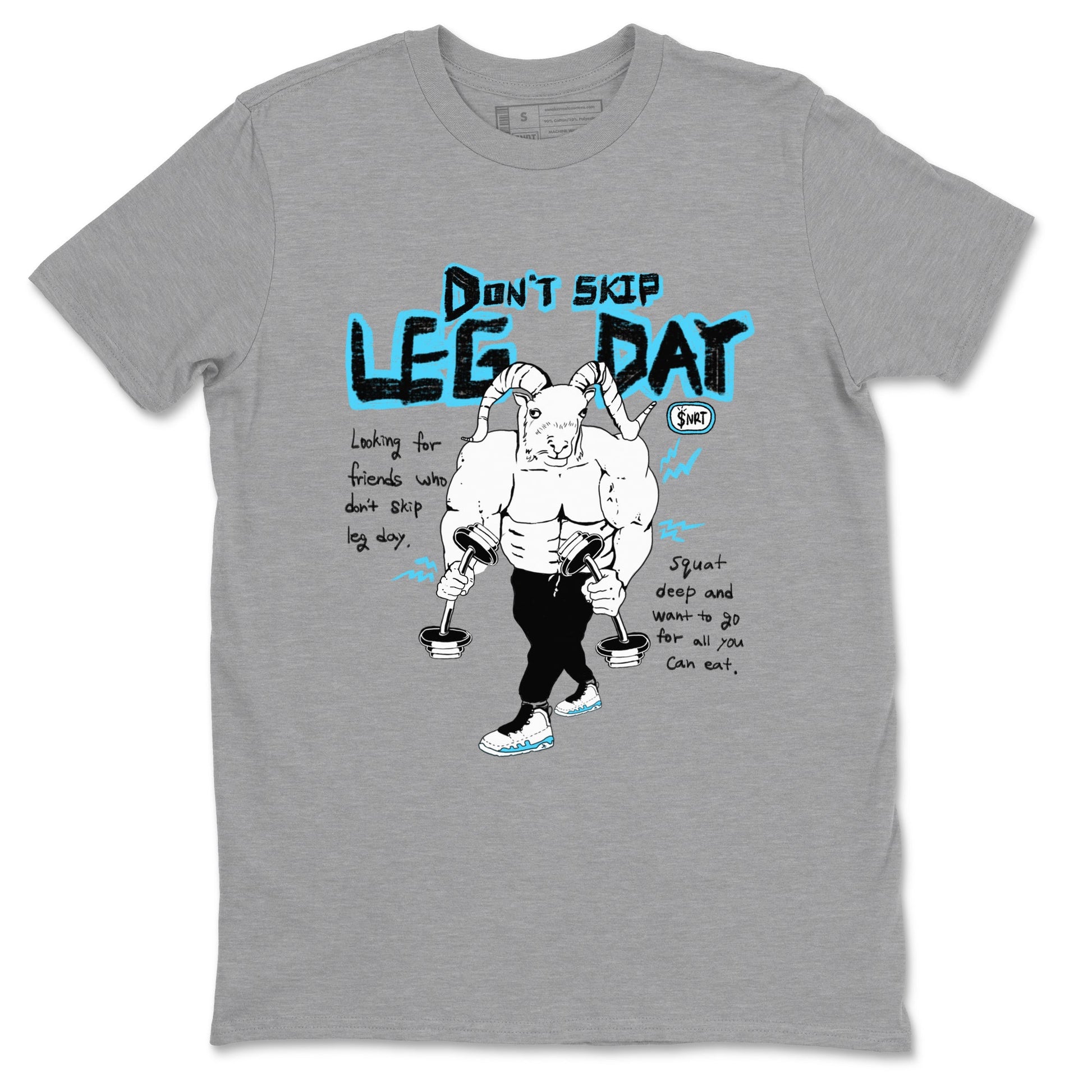 9s Powder Blue shirt to match jordans Don't Skip Leg Day sneaker tees Air Jordan 9 Powder Blue SNRT Sneaker Release Tees unisex cotton Heather Grey 2 crew neck shirt