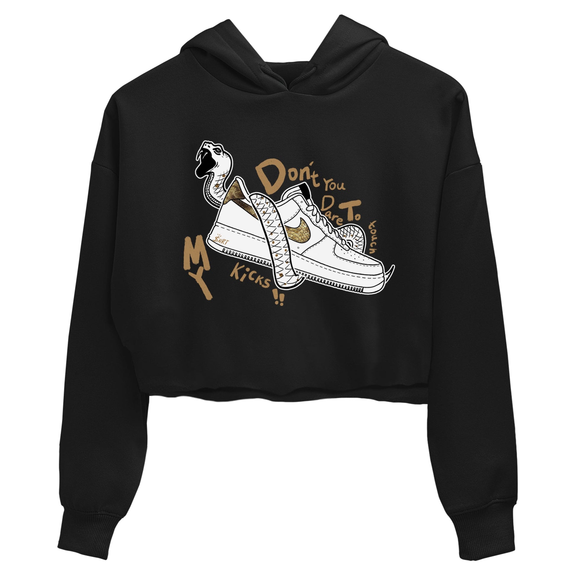 Air Force 1 Ivory Snake shirt to match jordans Don't Touch My Kicks sneaker tees Air Force 1 Ivory Snake SNRT Sneaker Release Tees Black 2 crop length shirt