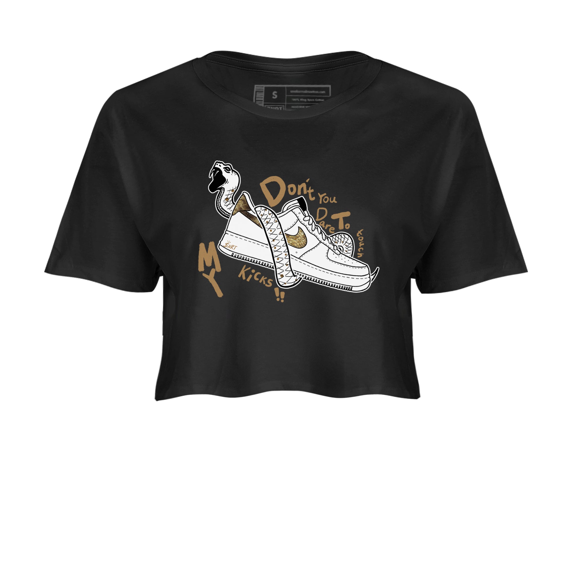 Air Force 1 Ivory Snake shirt to match jordans Don't Touch My Kicks sneaker tees Air Force 1 Ivory Snake SNRT Sneaker Release Tees Black 2 crop length shirt