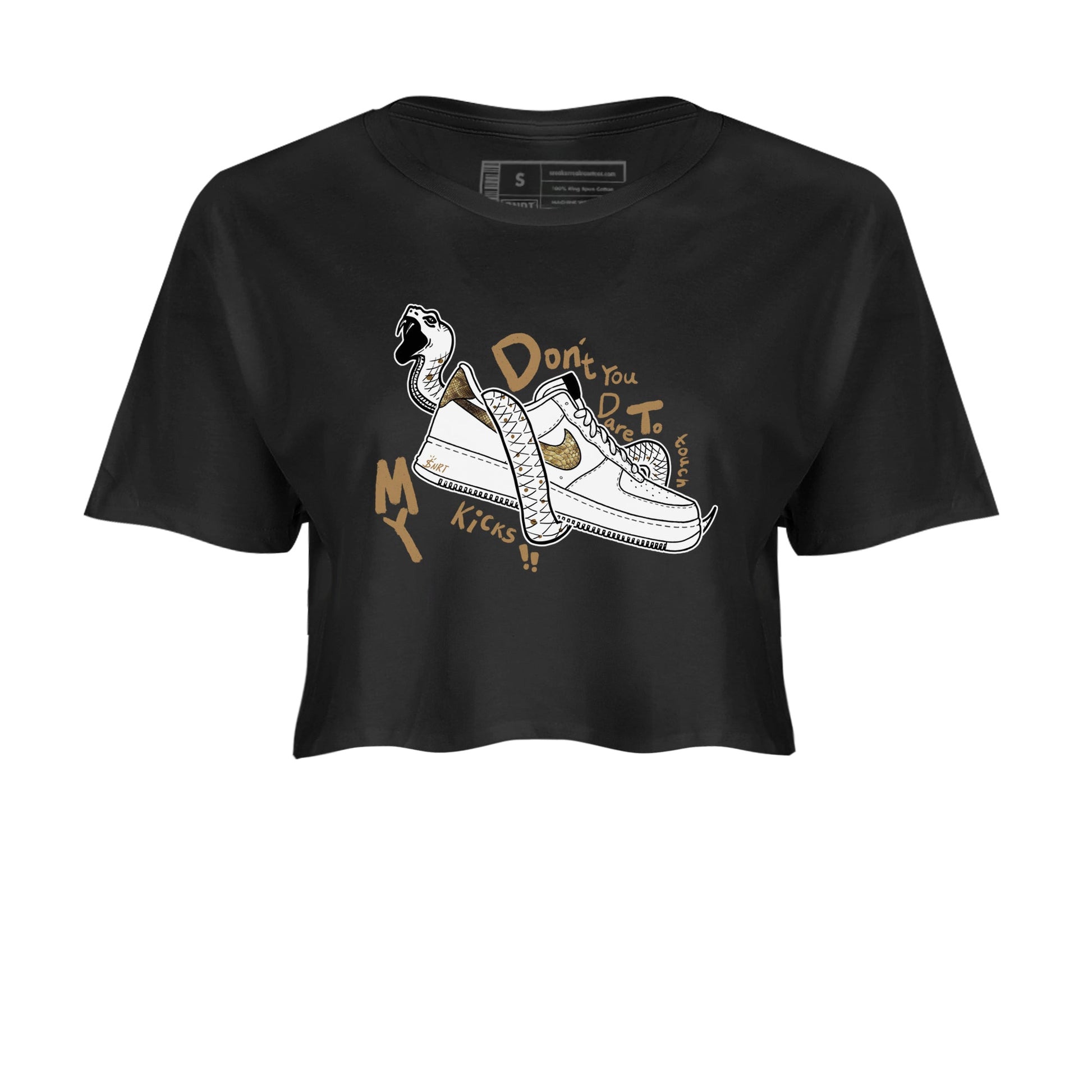 Air Force 1 Ivory Snake shirt to match jordans Don't Touch My Kicks sneaker tees Air Force 1 Ivory Snake SNRT Sneaker Release Tees Black 2 crop length shirt