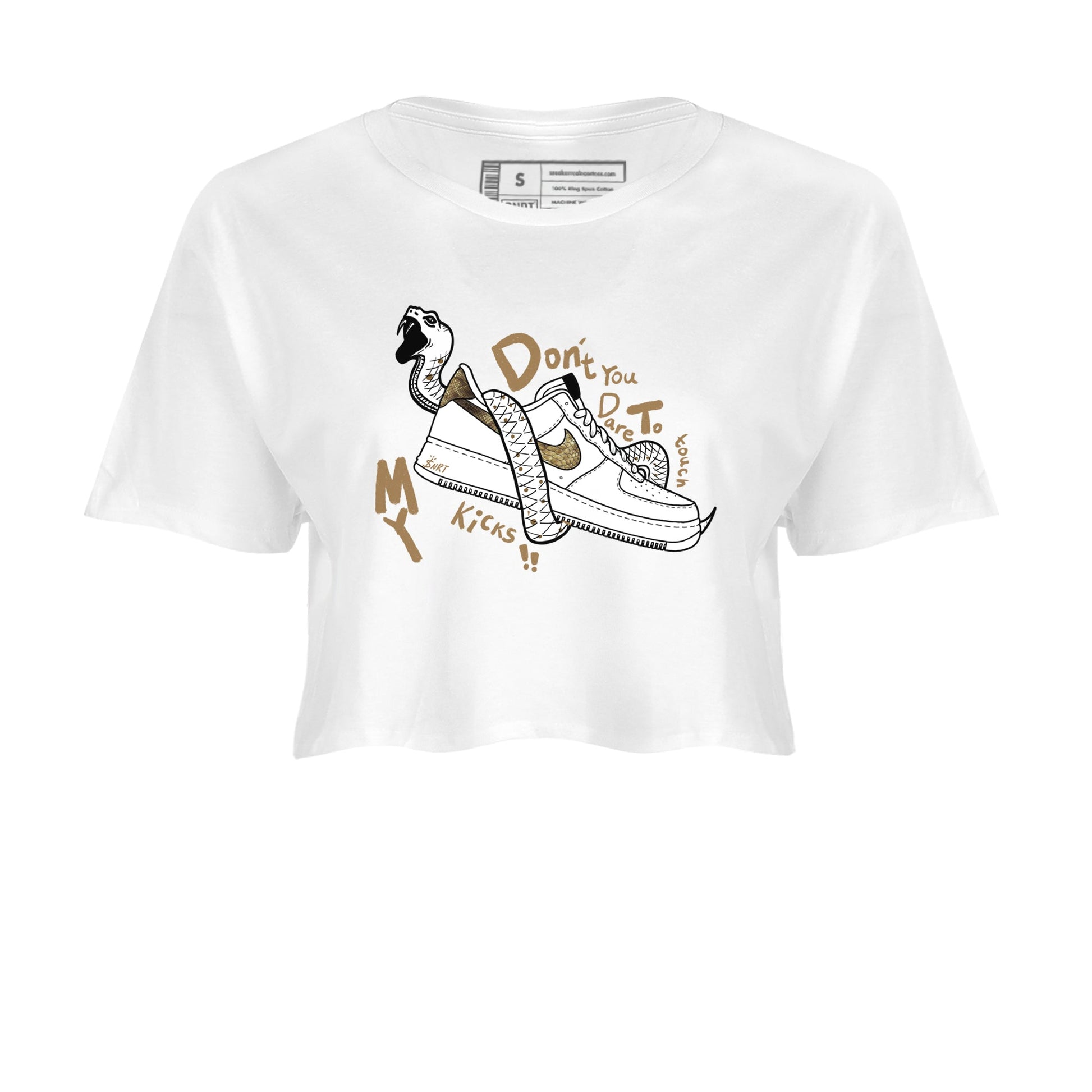 Air Force 1 Ivory Snake shirt to match jordans Don't Touch My Kicks sneaker tees Air Force 1 Ivory Snake SNRT Sneaker Release Tees White 2 crop length shirt