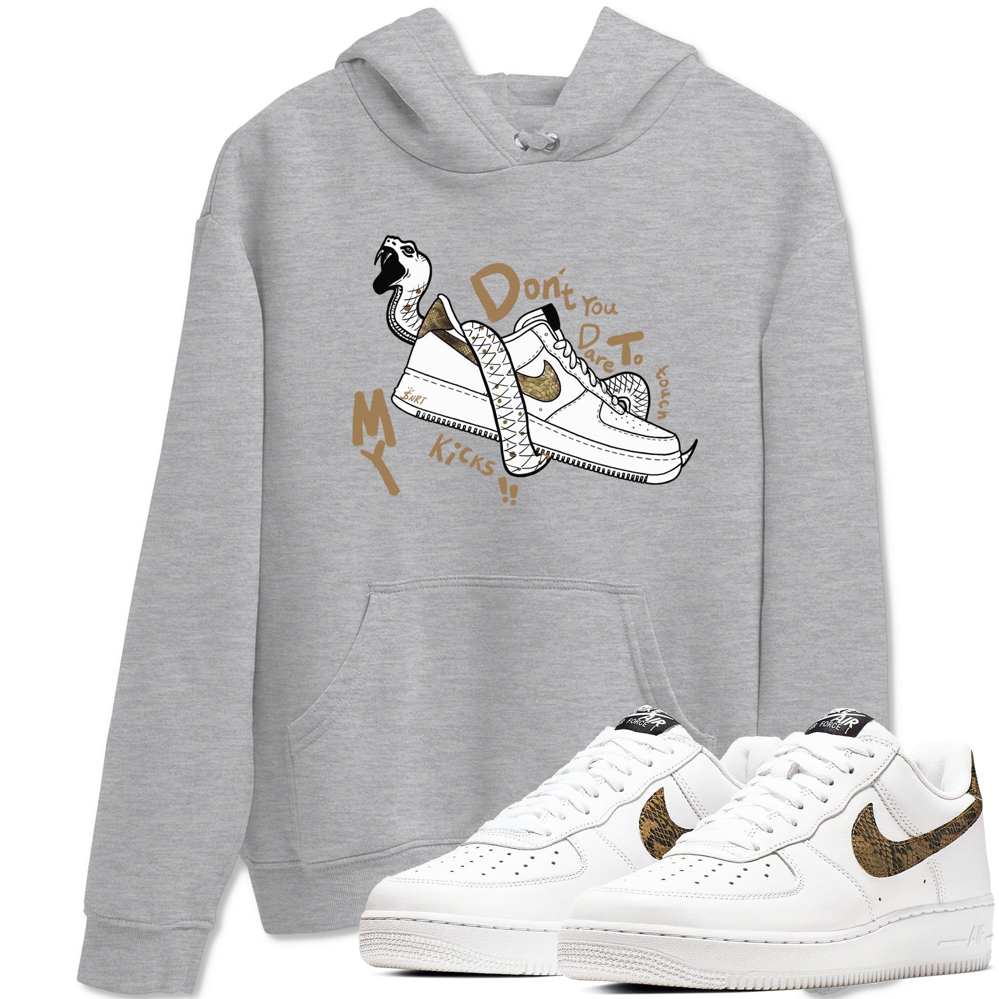 Air Force 1 Ivory Snake shirt to match jordans Don't Touch My Kicks sneaker tees Air Force 1 Ivory Snake SNRT Sneaker Release Tees unisex cotton Heather Grey 1 crew neck shirt