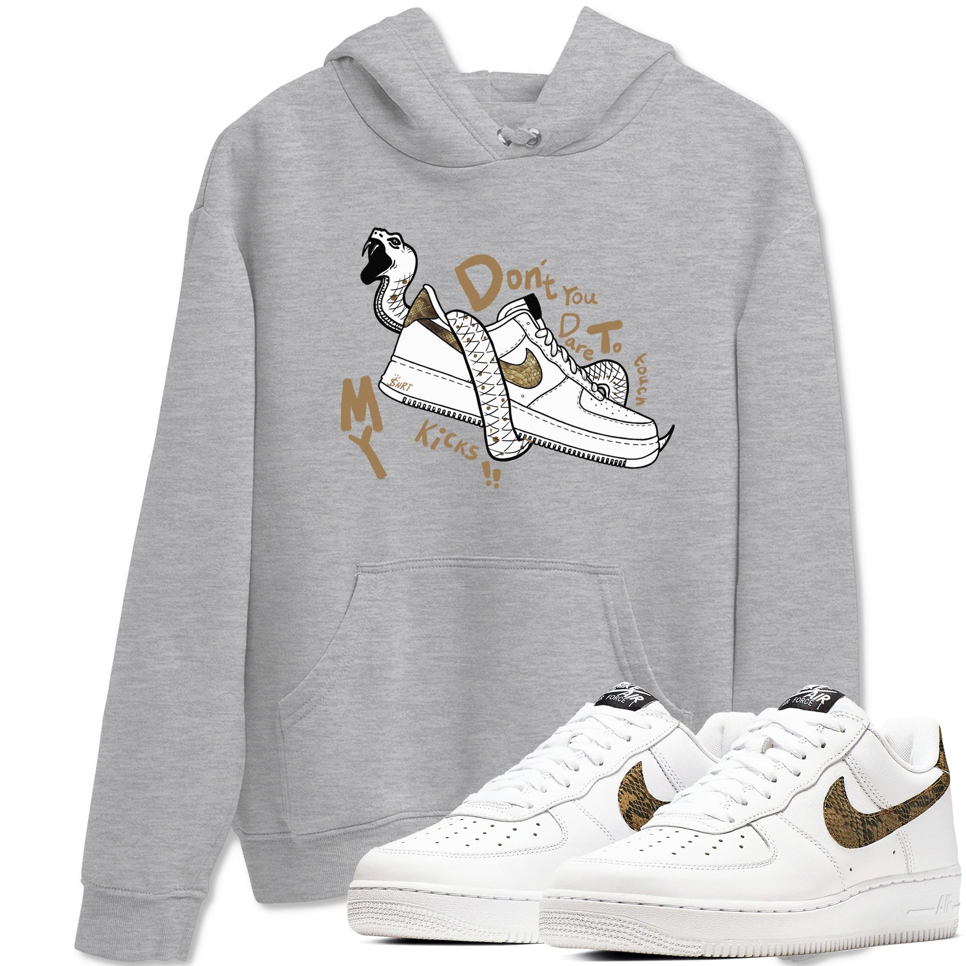 Air Force 1 Ivory Snake shirt to match jordans Don't Touch My Kicks sneaker tees Air Force 1 Ivory Snake SNRT Sneaker Release Tees unisex cotton Heather Grey 1 crew neck shirt
