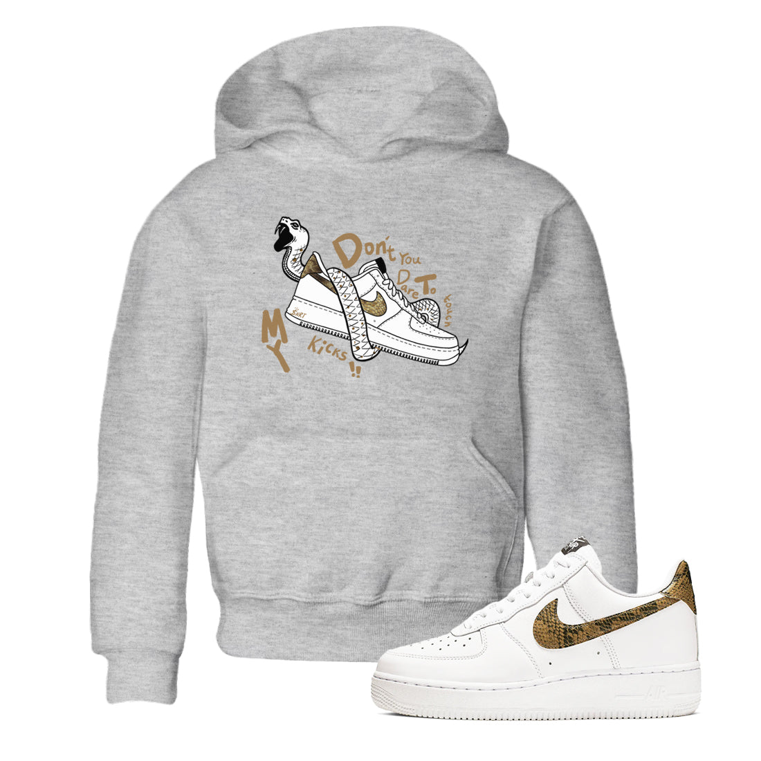 Air Force 1 Ivory Snake shirt to match jordans Don't Touch My Kicks sneaker tees Air Force 1 Ivory Snake SNRT sneaker release tees baby toddler Heather Grey 1 cotton Shirt