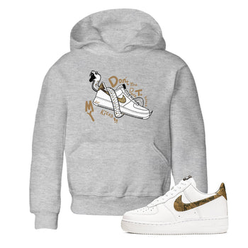Air Force 1 Ivory Snake shirt to match jordans Don't Touch My Kicks sneaker tees Air Force 1 Ivory Snake SNRT sneaker release tees baby toddler Heather Grey 1 cotton Shirt