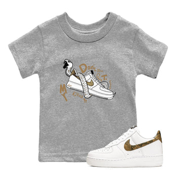Air Force 1 Ivory Snake shirt to match jordans Don't Touch My Kicks sneaker tees Air Force 1 Ivory Snake SNRT sneaker release tees baby toddler Heather Grey 1 cotton Shirt