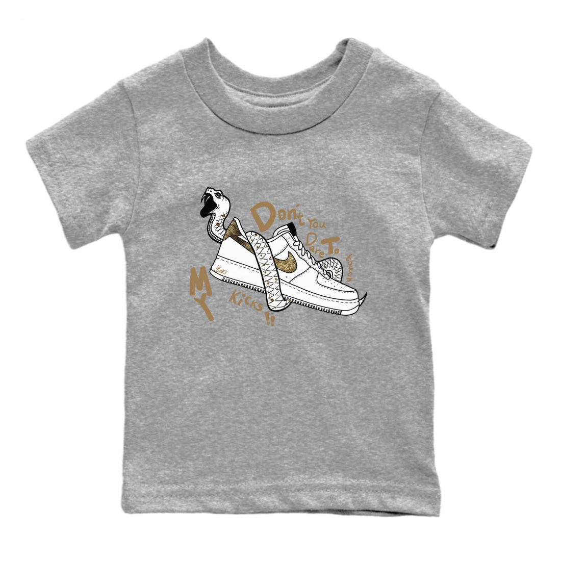 Air Force 1 Ivory Snake shirt to match jordans Don't Touch My Kicks sneaker tees Air Force 1 Ivory Snake SNRT sneaker release tees baby toddler Heather Grey 2 cotton Shirt