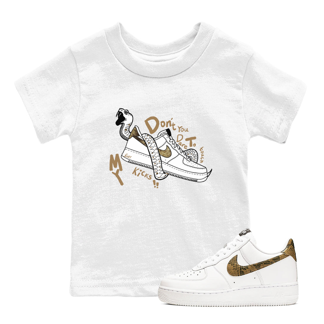 Air Force 1 Ivory Snake shirt to match jordans Don't Touch My Kicks sneaker tees Air Force 1 Ivory Snake SNRT sneaker release tees baby toddler White 1 cotton Shirt