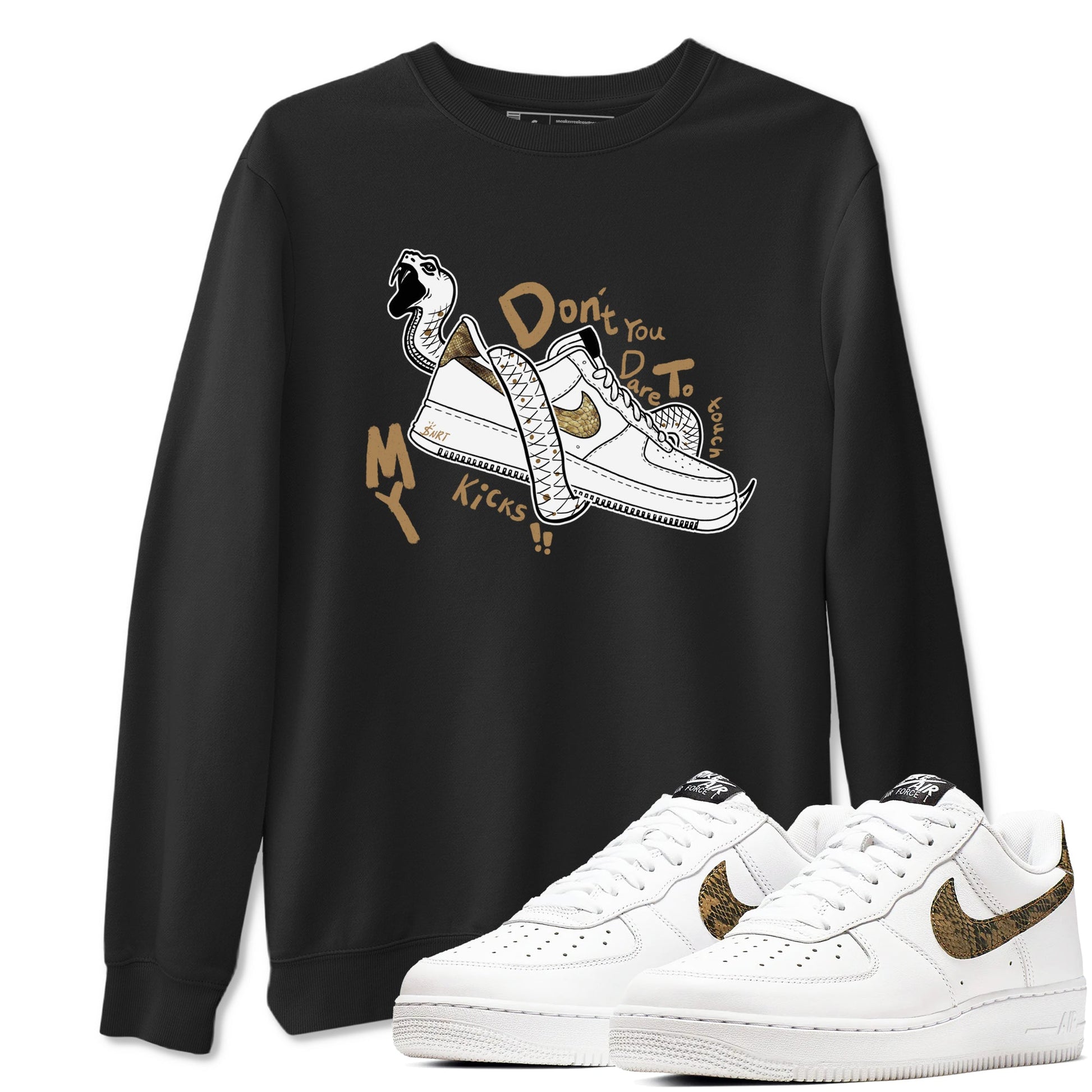 Air Force 1 Ivory Snake shirt to match jordans Don't Touch My Kicks sneaker tees Air Force 1 Ivory Snake SNRT Sneaker Release Tees unisex cotton Black 1 crew neck shirt