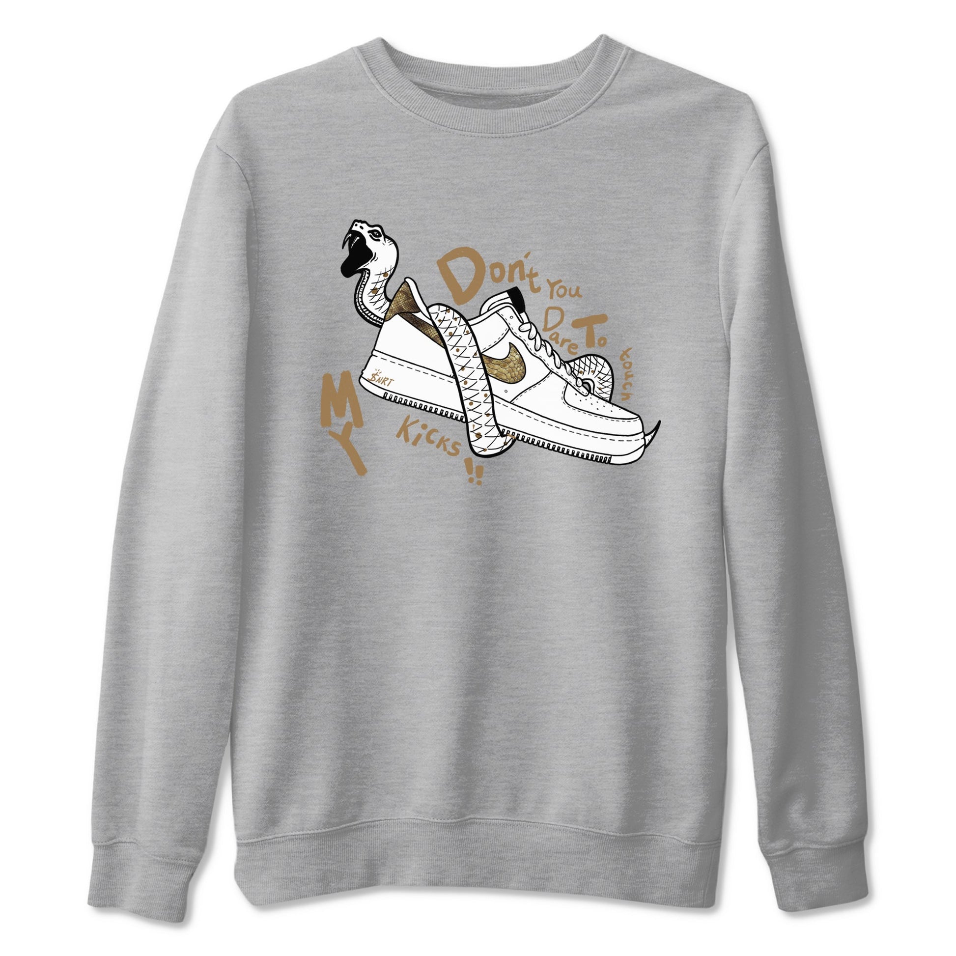 Air Force 1 Ivory Snake shirt to match jordans Don't Touch My Kicks sneaker tees Air Force 1 Ivory Snake SNRT Sneaker Release Tees unisex cotton Heather Grey 2 crew neck shirt