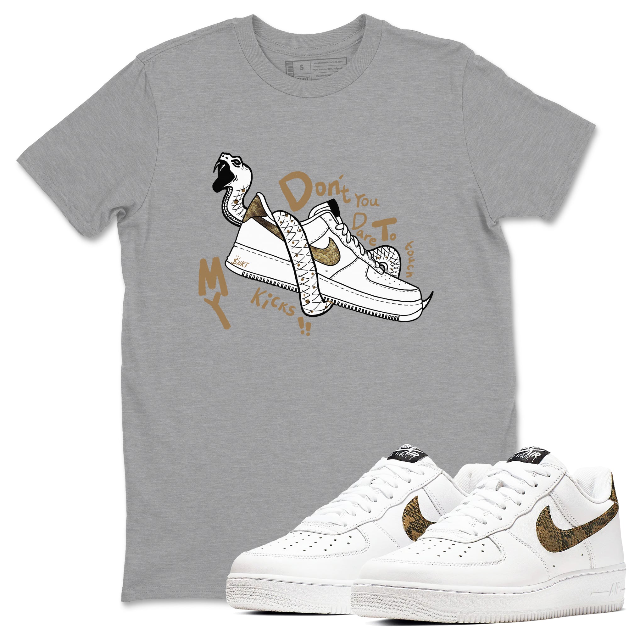 Air Force 1 Ivory Snake shirt to match jordans Don't Touch My Kicks sneaker tees Air Force 1 Ivory Snake SNRT Sneaker Release Tees unisex cotton Heather Grey 1 crew neck shirt