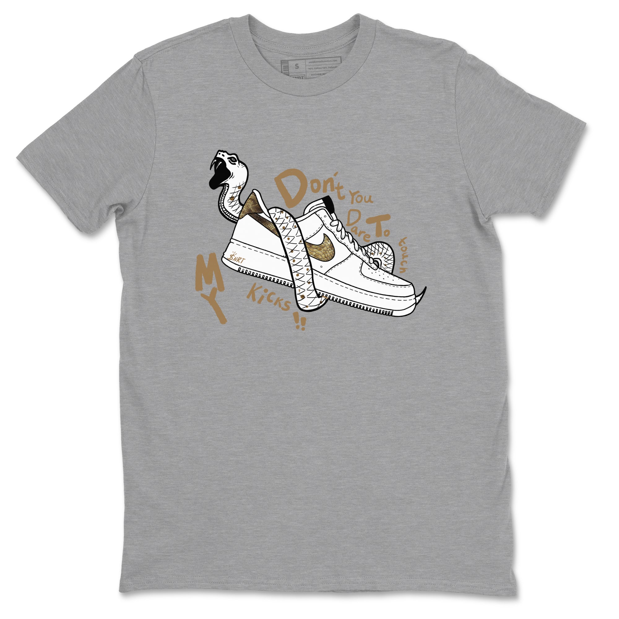 Air Force 1 Ivory Snake shirt to match jordans Don't Touch My Kicks sneaker tees Air Force 1 Ivory Snake SNRT Sneaker Release Tees unisex cotton Heather Grey 2 crew neck shirt