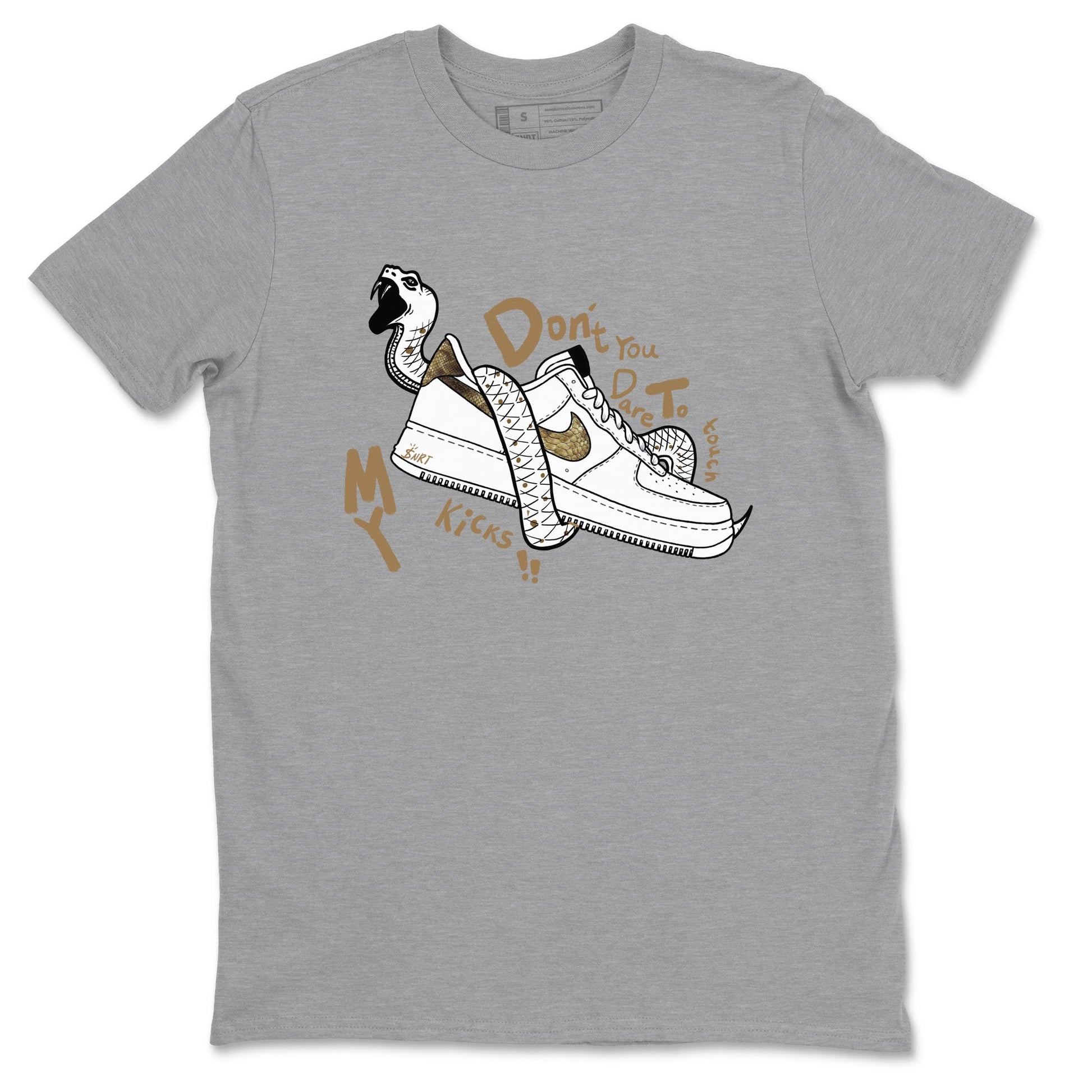 Air Force 1 Ivory Snake shirt to match jordans Don't Touch My Kicks sneaker tees Air Force 1 Ivory Snake SNRT Sneaker Release Tees unisex cotton Heather Grey 2 crew neck shirt