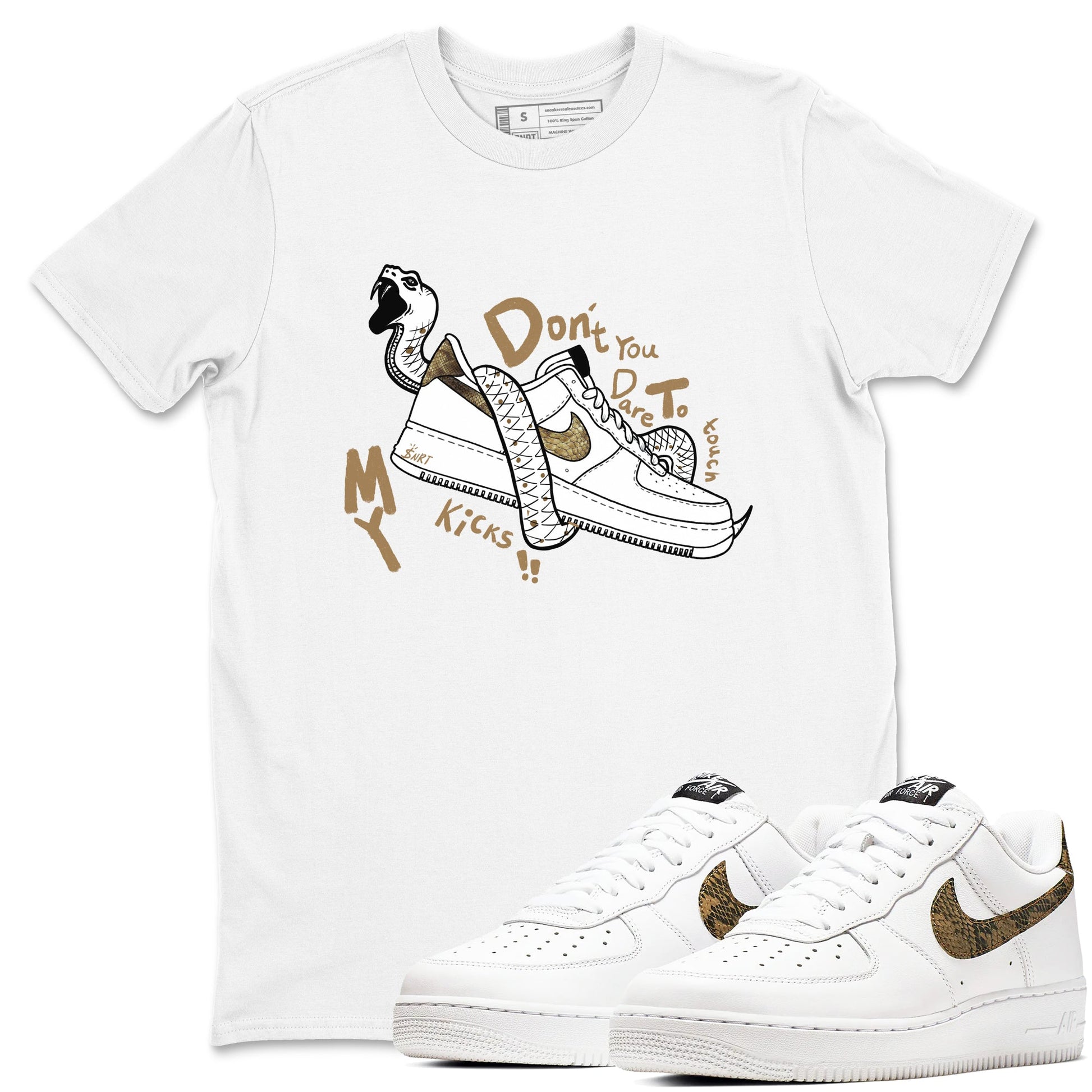 Air Force 1 Ivory Snake shirt to match jordans Don't Touch My Kicks sneaker tees Air Force 1 Ivory Snake SNRT Sneaker Release Tees unisex cotton White 1 crew neck shirt