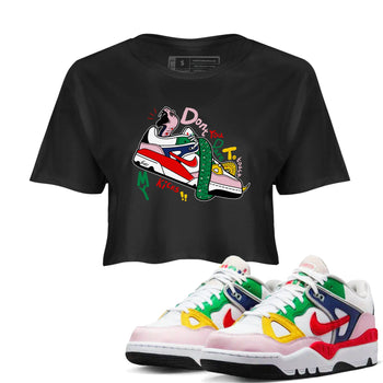 AF 3 Nigo shirtsto match jordans Don't Touch My Kicks sneaker match tees Air Force 3 Low x Nigo Blue Void and Tour Yellow match shoes to clothes SNRT Sneaker Tees unisex cotton Black 1 crop tee