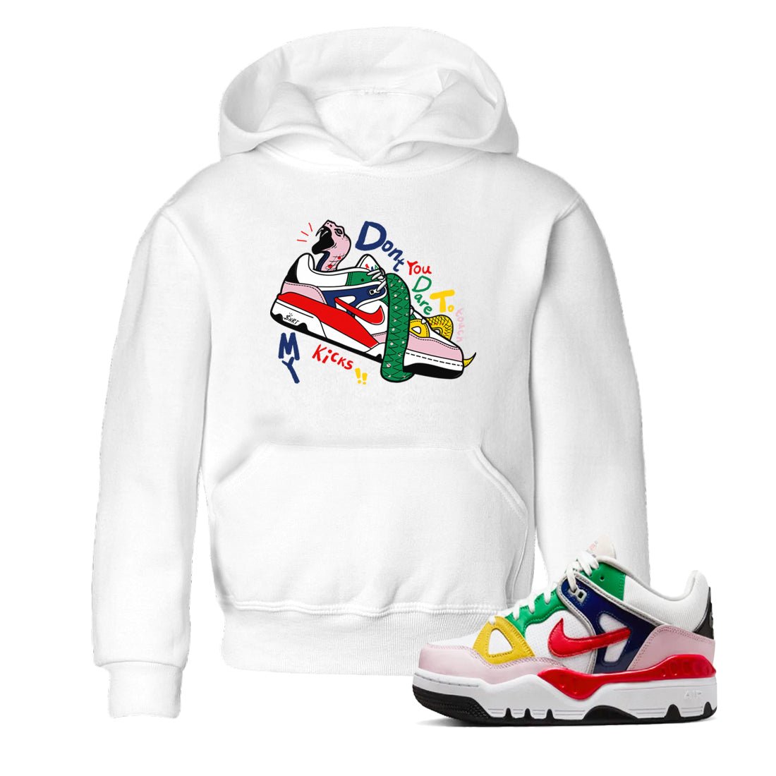 AF 3 Nigo shirtsto match jordans Don't Touch My Kicks sneaker match tees Air Force 3 Low x Nigo Blue Void and Tour Yellow match shoes to clothes SNRT Sneaker Tees Youth Baby White 1 tee