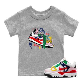 AF 3 Nigo shirtsto match jordans Don't Touch My Kicks sneaker match tees Air Force 3 Low x Nigo Blue Void and Tour Yellow match shoes to clothes SNRT Sneaker Tees Youth Baby Heather Grey 1 tee