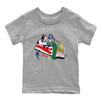 AF 3 Nigo shirtsto match jordans Don't Touch My Kicks sneaker match tees Air Force 3 Low x Nigo Blue Void and Tour Yellow match shoes to clothes SNRT Sneaker Tees Youth Baby Heather Grey 2 tee