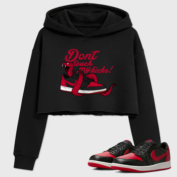 Sneaker match tees – Sneaker Tees To Match Air Jordan 1 Banned Shoes – Don't Touch My Kicks Crop T-Shirt Black 1