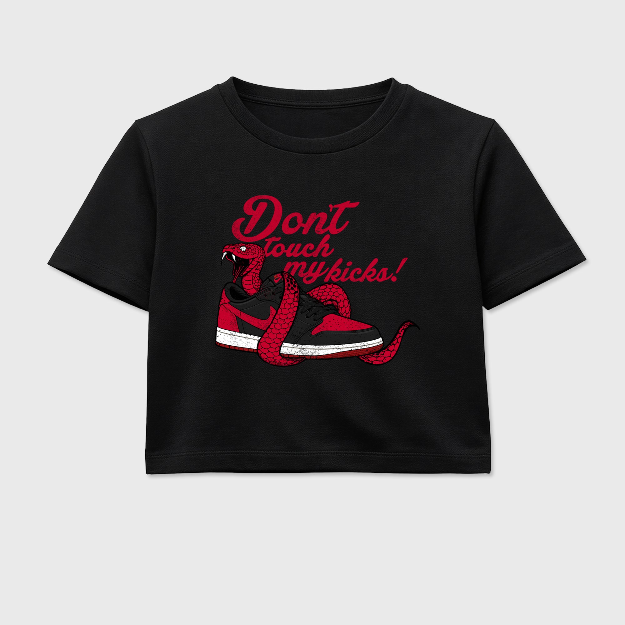 Sneaker match tees – Sneaker Tees To Match Air Jordan 1 Banned Shoes – Don't Touch My Kicks Crop T-Shirt Black 2