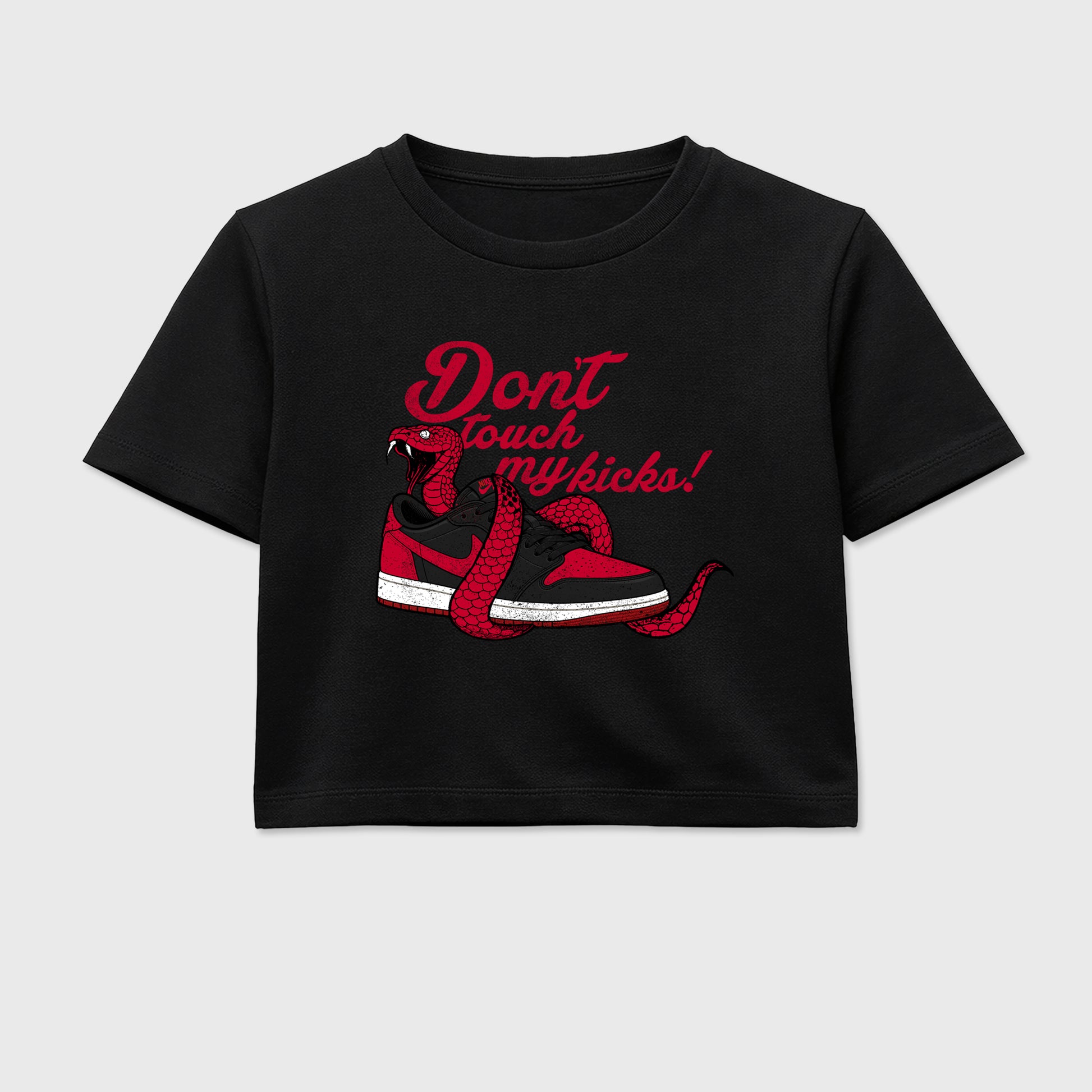 Sneaker match tees – Sneaker Tees To Match Air Jordan 1 Banned Shoes – Don't Touch My Kicks Crop T-Shirt Black 2