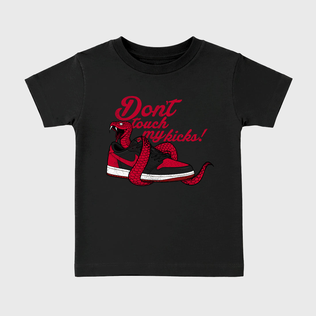 Sneaker match tees – Sneaker Tees To Match Air Jordan 1 Banned Shoes – Don't Touch My Kicks Kids T-Shirt Black 2