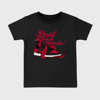 Sneaker match tees – Sneaker Tees To Match Air Jordan 1 Banned Shoes – Don't Touch My Kicks Kids T-Shirt Black 2