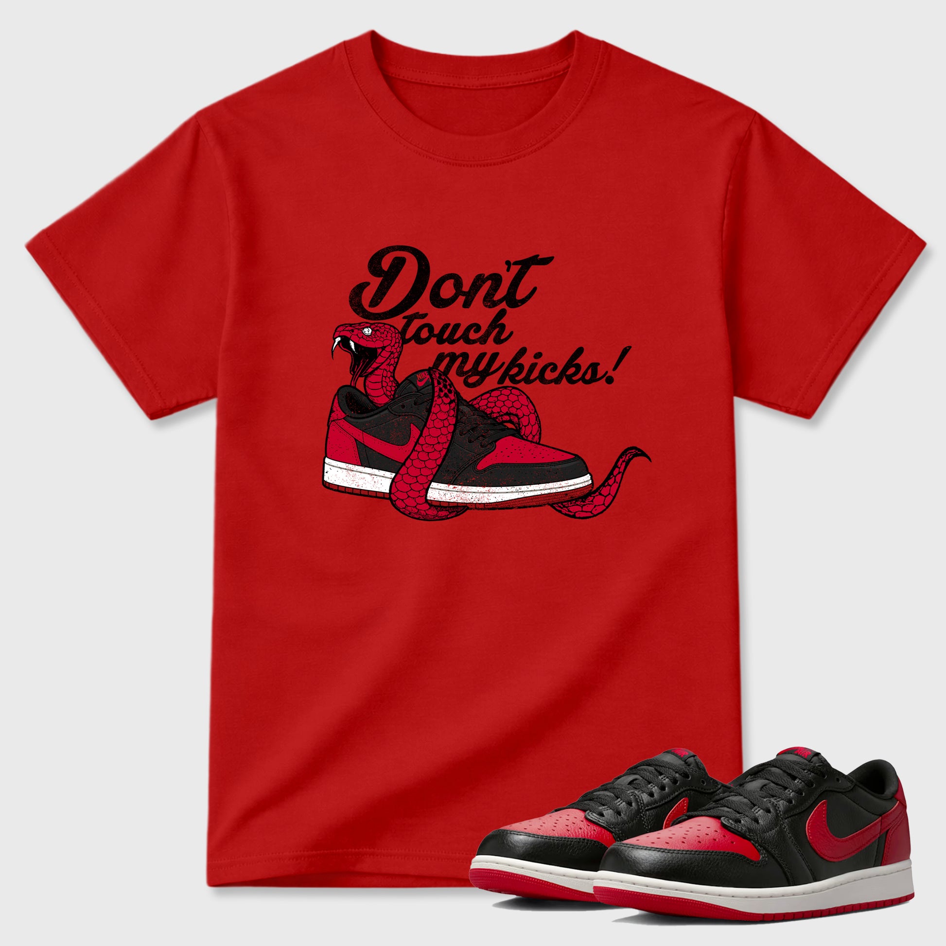 Sneaker match tees – Sneaker Tees To Match Air Jordan 1 Banned Shoes – Don't Touch My Kicks Tee Red 1