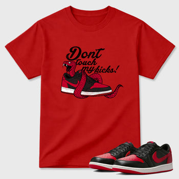 Sneaker match tees – Sneaker Tees To Match Air Jordan 1 Banned Shoes – Don't Touch My Kicks Tee Red 1