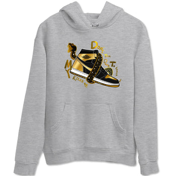 1s Black Metallic Gold shirts to match jordans Don't Touch My Kicks sneaker match tees Jordan 1 High OG Black and Gold SNRT Sneaker Tees streetwear brand Heather Grey 2 unisex cotton tee