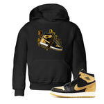 1s Black Metallic Gold shirts to match jordans Don't Touch My Kicks sneaker match tees Jordan 1 High OG Black and Gold SNRT Sneaker Tees streetwear brand Baby and Youth Black 1 cotton tee